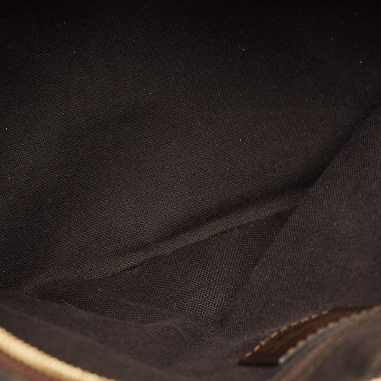 Pre Owned Burberry Brown/Beige Haymarket Check Coated Canvas and Leather Thornley Bag