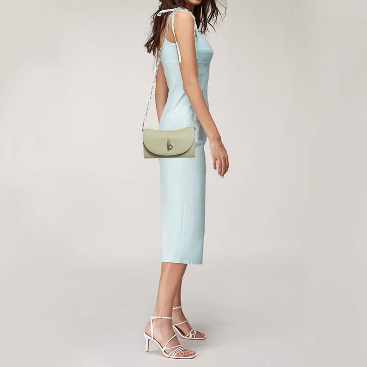 Pre Owned Burberry Oliver Green Leather Rocking Horse Wallet On Chain