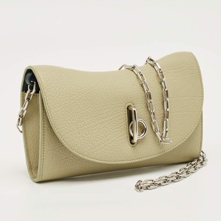 Pre Owned Burberry Oliver Green Leather Rocking Horse Wallet On Chain