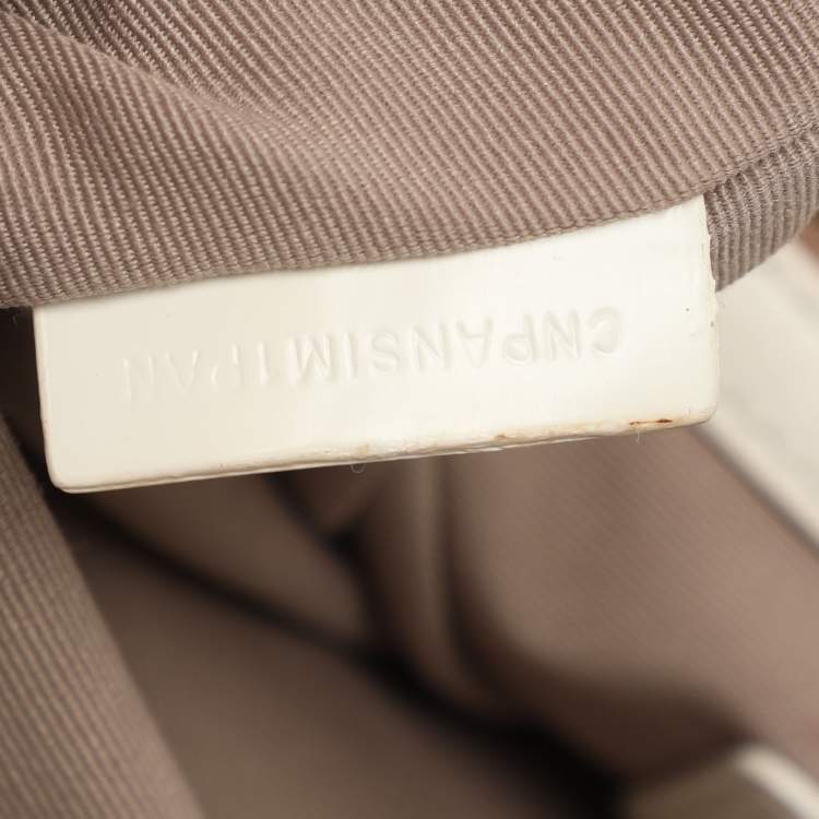 Pre Owned Burberry Beige/White Nova Check Coated Canvas and Patent Leather Barton Hobo