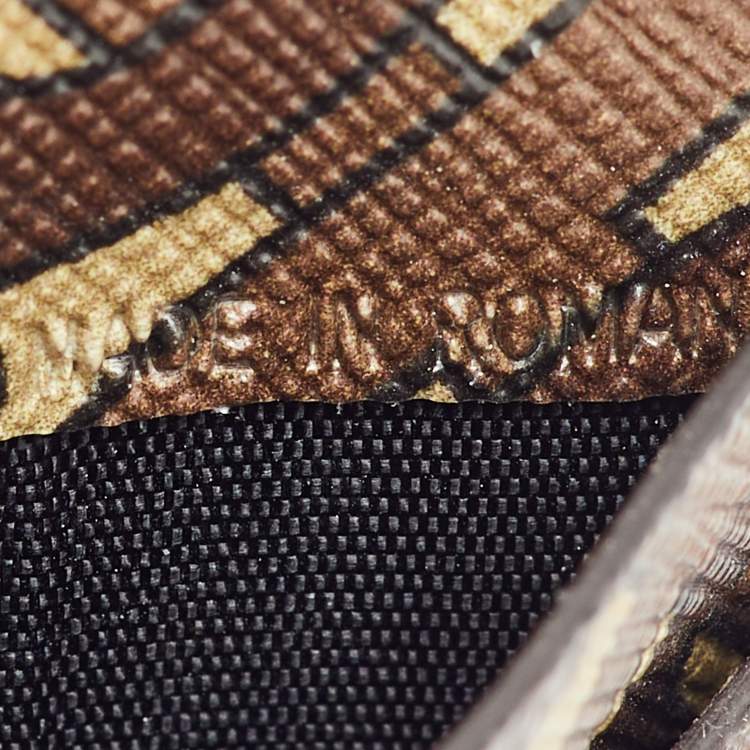 Pre Owned Burberry Brown Monogram Coated Canvas TB Lanyard Card Holder