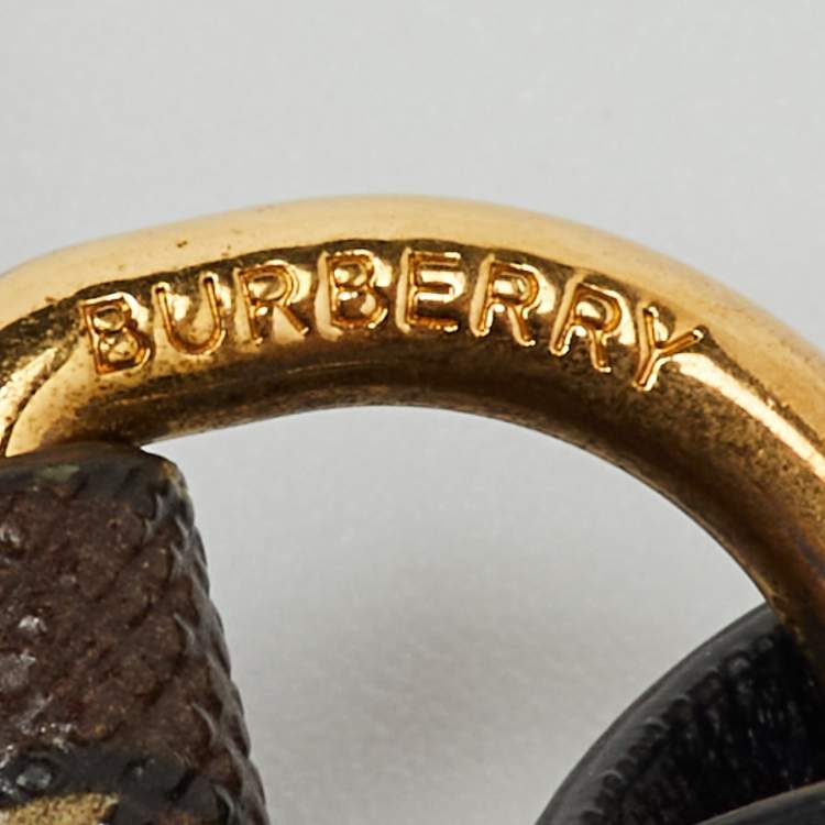 Pre Owned Burberry Brown Monogram Coated Canvas TB Lanyard Card Holder