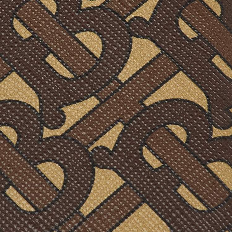 Pre Owned Burberry Brown Monogram Coated Canvas TB Lanyard Card Holder