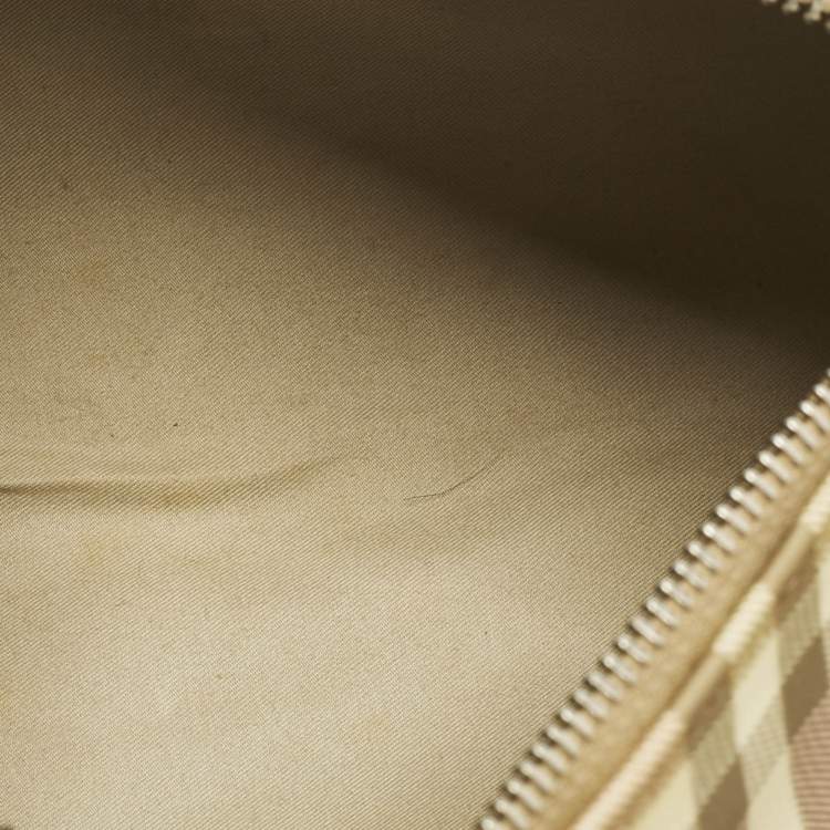 Pre Owned Burberry Pink/Beige House Check Nylon and Leather Barrel Bag