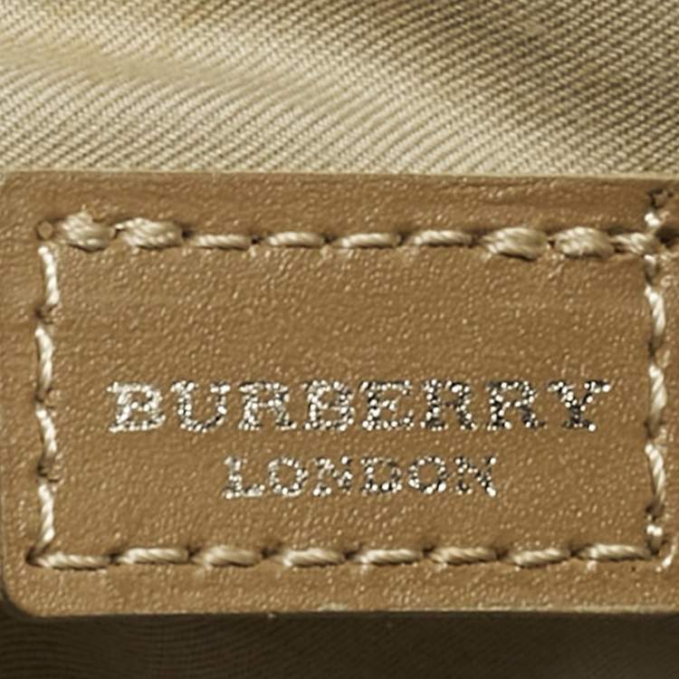 Pre Owned Burberry Pink/Beige House Check Nylon and Leather Barrel Bag