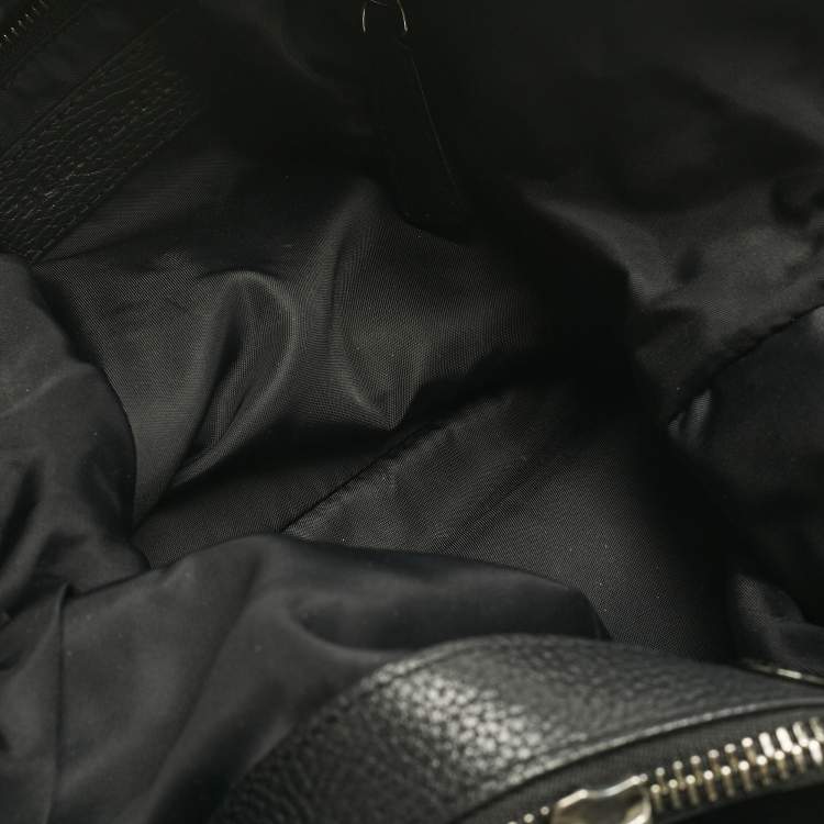 Pre Owned Burberry Black Leather and Nylon Logo Hobo