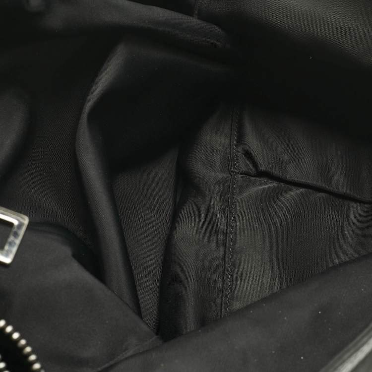 Pre Owned Burberry Black Leather and Nylon Logo Hobo