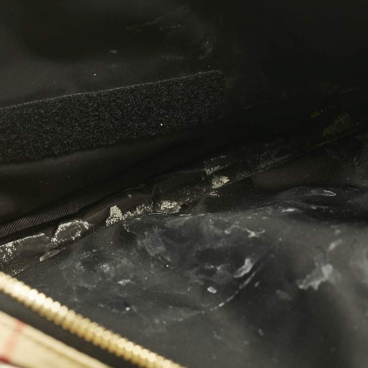 Pre Owned Burberry Beige Archive Check Nylon Changing Bag