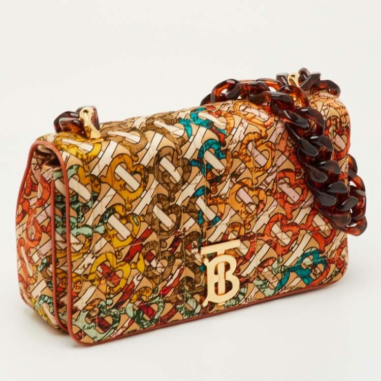 مملوكة مسبقًا Burberry Multicolor Satin and Leather Small Lola Shoulder Bag