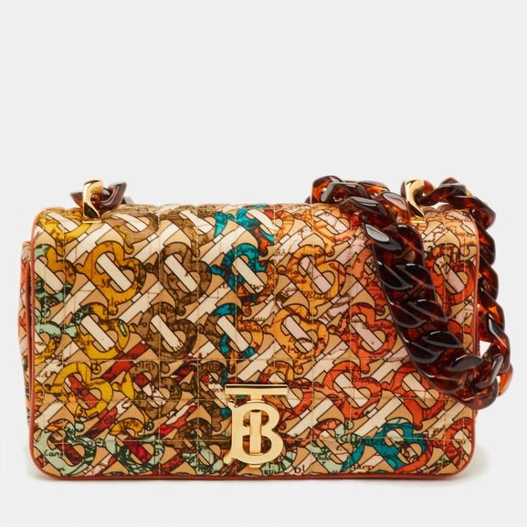 مملوكة مسبقًا Burberry Multicolor Satin and Leather Small Lola Shoulder Bag