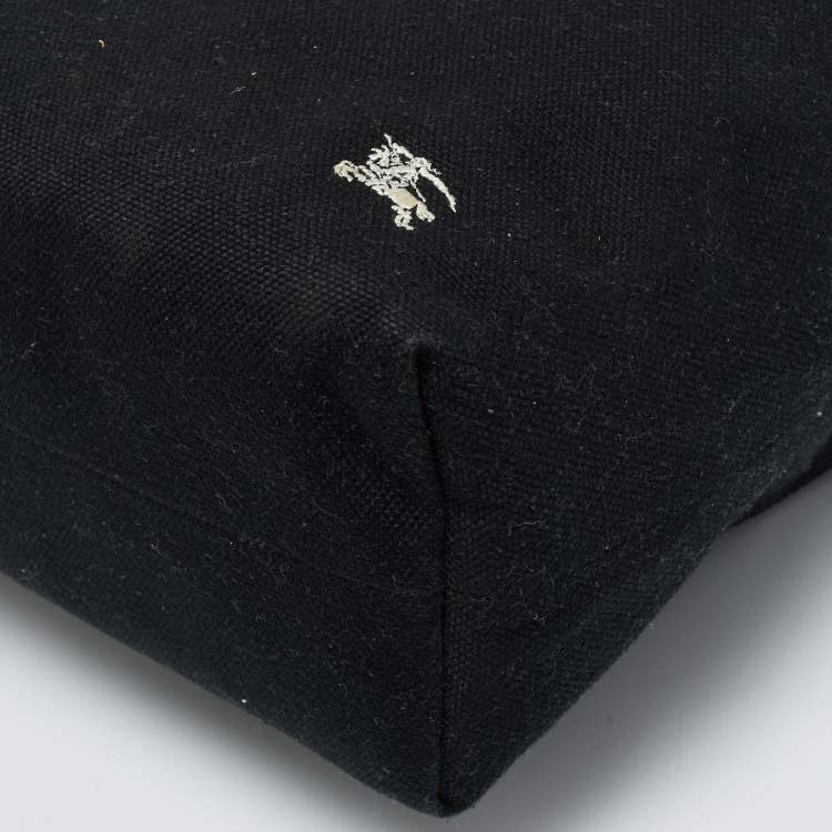 Pre Owned Burberry Black Canvas and Leather Eyelet Tote