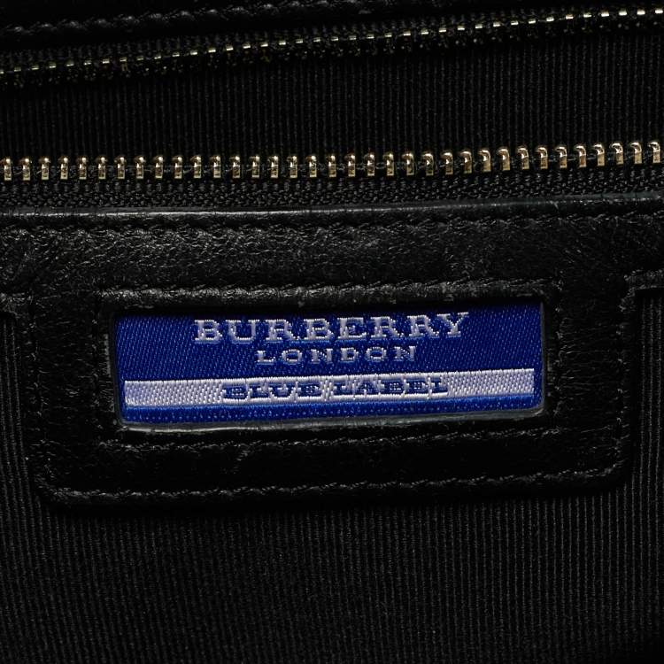 Pre Owned Burberry Black Canvas and Leather Eyelet Tote