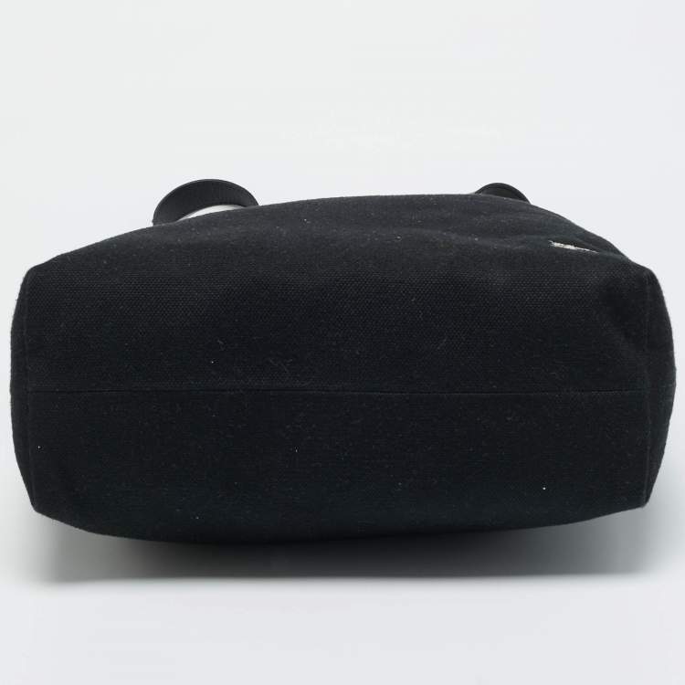 Pre Owned Burberry Black Canvas and Leather Eyelet Tote