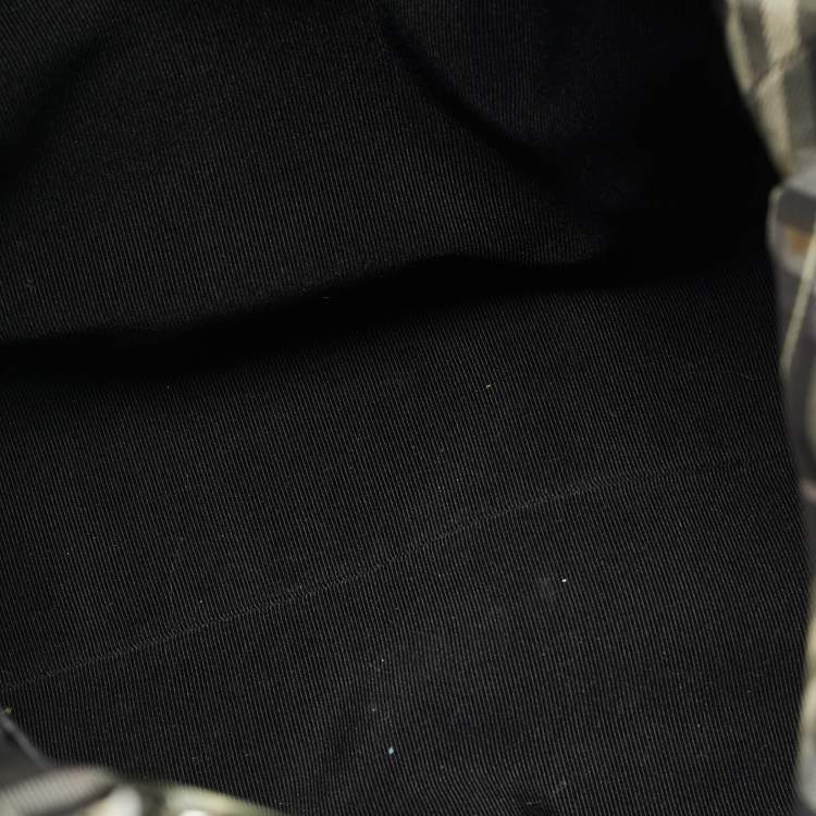 Pre Owned Burberry Black Canvas and Leather Eyelet Tote