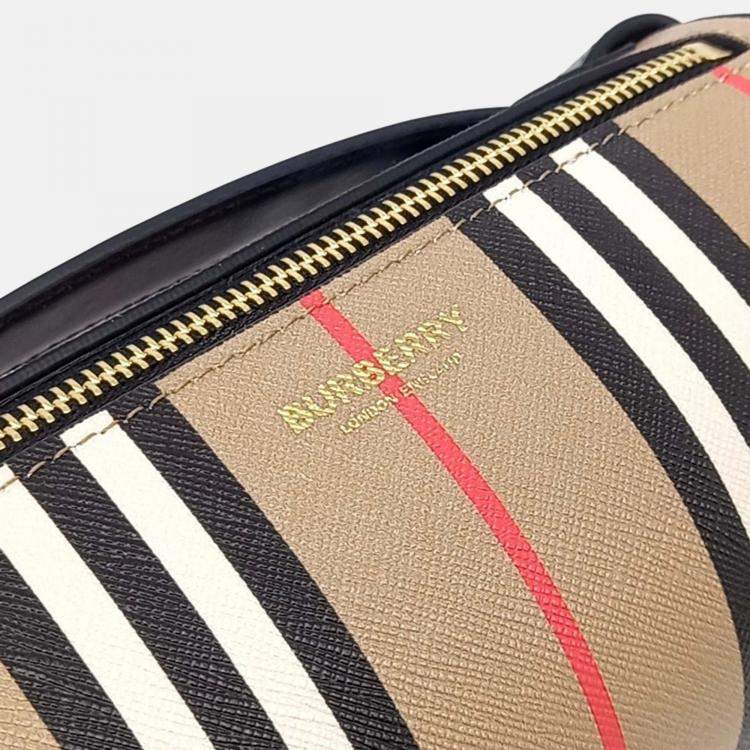 Pre Owned Burberry Multicolor Leather Icon Stripe Barrel Bag