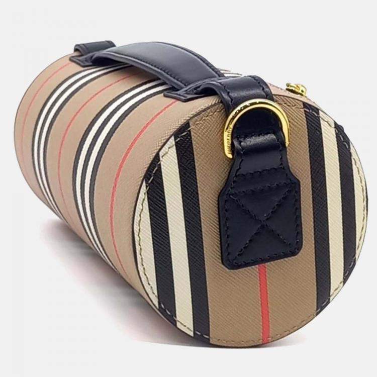Pre Owned Burberry Multicolor Leather Icon Stripe Barrel Bag
