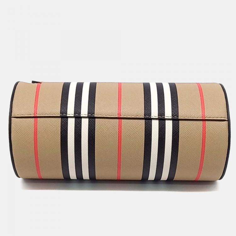 Pre Owned Burberry Multicolor Leather Icon Stripe Barrel Bag