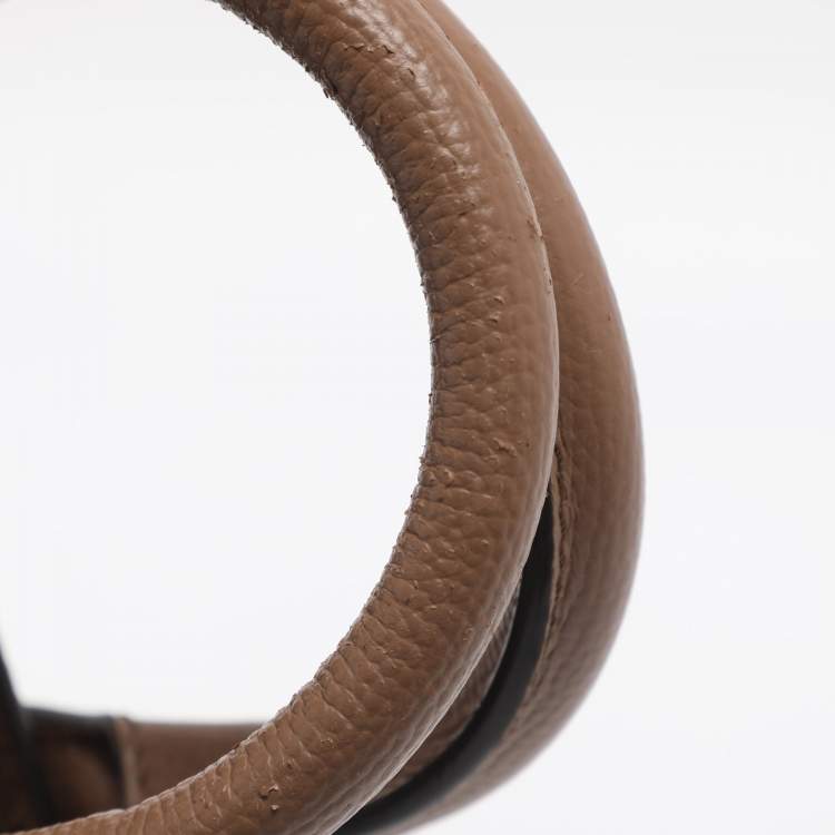 Pre Owned Burberry Brown/Beige Leather and House Check Fabric Mini Banner Tote