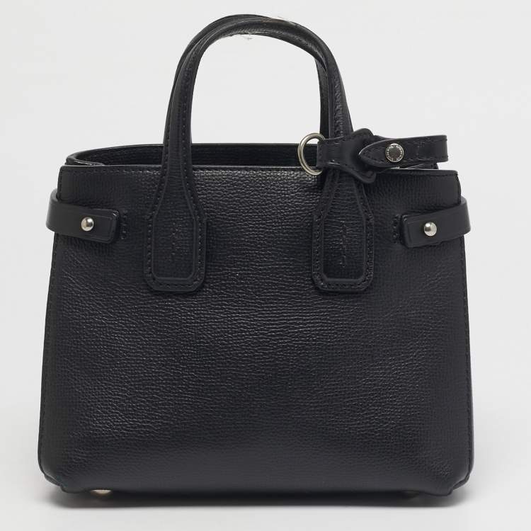 Pre Owned Burberry Black Leather Mini Banner Tote