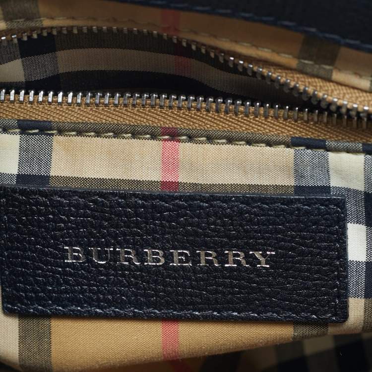 Pre Owned Burberry Black Leather Mini Banner Tote