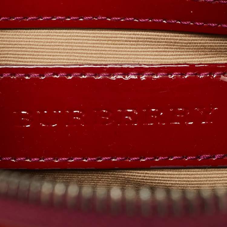 Pre Owned Burberry Chester Red Patent Leather and PVC Satchel