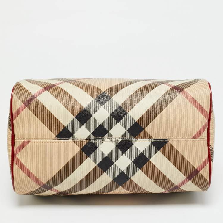 Pre Owned Burberry Chester Red Patent Leather and PVC Satchel