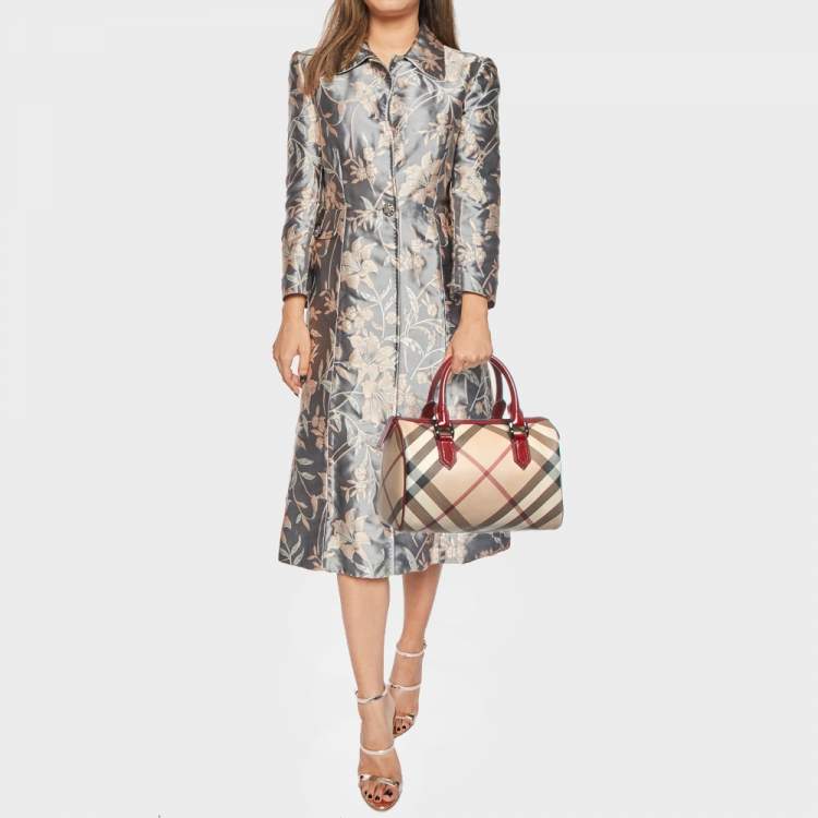 Pre Owned Burberry Chester Red Patent Leather and PVC Satchel