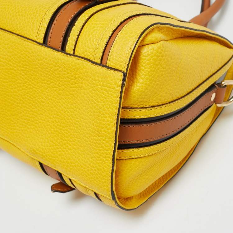 Pre Owned Burberry Alchester Yellow/Brown Leather Bowler Bag