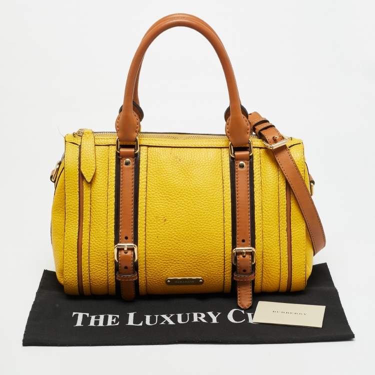 Pre Owned Burberry Alchester Yellow/Brown Leather Bowler Bag