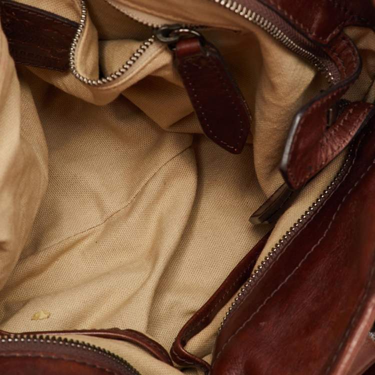 Pre Owned Burberry Brown/Beige Mega Check Canvas and Leather Lowry Tote