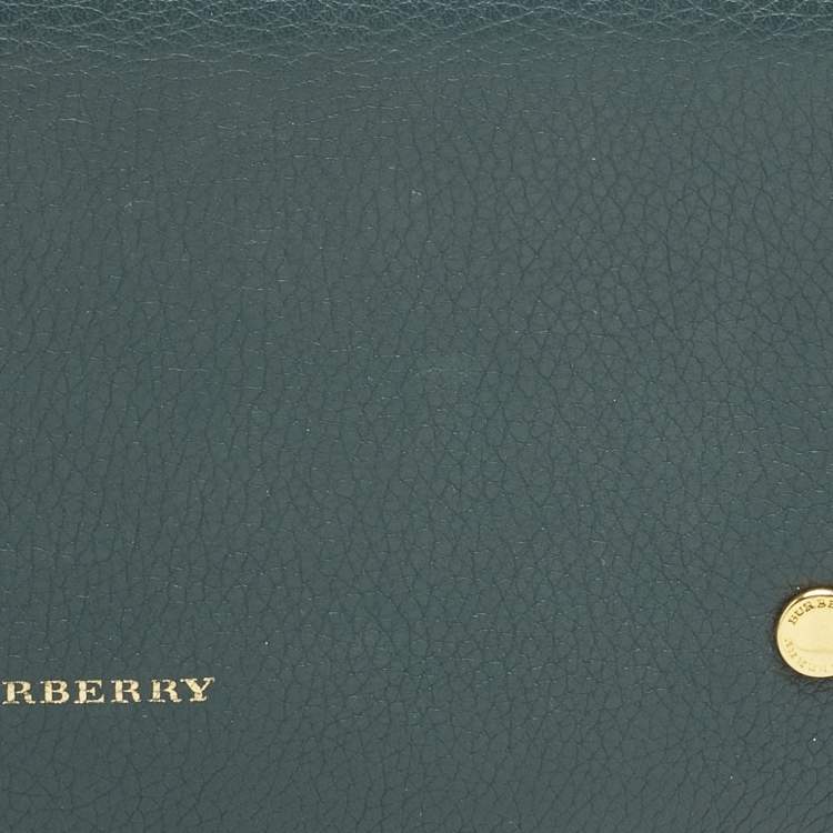 Pre Owned Burberry Teal Blue Leather Flap Continental Wallet