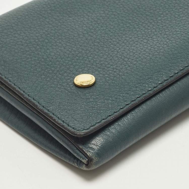 Pre Owned Burberry Teal Blue Leather Flap Continental Wallet