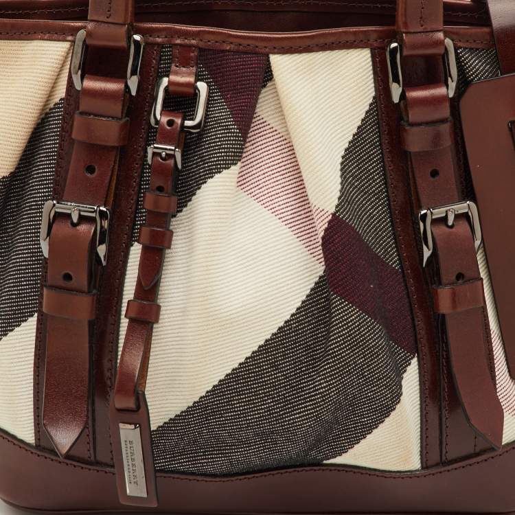 مملوكة مسبقًا Burberry Lowry Brown/Beige Mega Check Canvas and Leather Tote