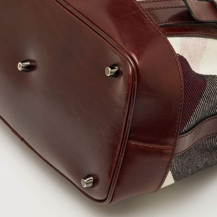 مملوكة مسبقًا Burberry Lowry Brown/Beige Mega Check Canvas and Leather Tote