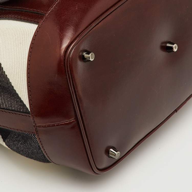 مملوكة مسبقًا Burberry Lowry Brown/Beige Mega Check Canvas and Leather Tote