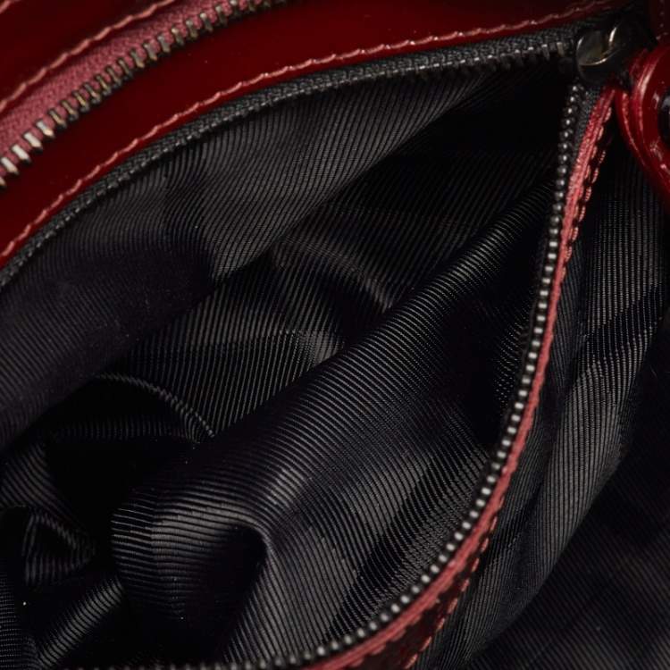 Pre Owned Burberry Lowry Red Patent Leather Tote