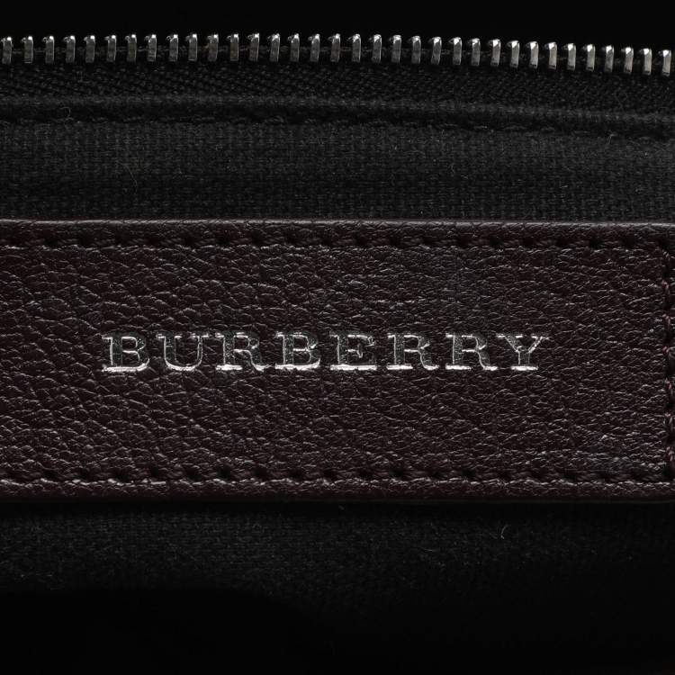 Pre Owned Burberry Banner Small Beige Vintage Check Canvas Tote