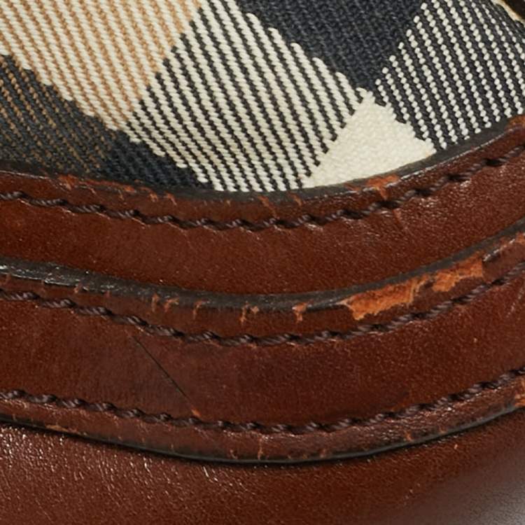 مملوكة مسبقًا Burberry Orchard Brown House Check Fabric and Leather Bowler Bag