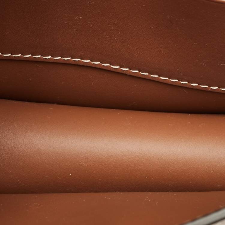 Pre Owned Burberry TB Brown/Beige Canvas and Leather Shoulder Bag