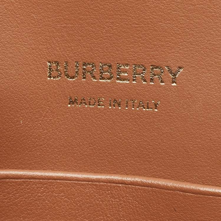 Pre Owned Burberry TB Brown/Beige Canvas and Leather Shoulder Bag