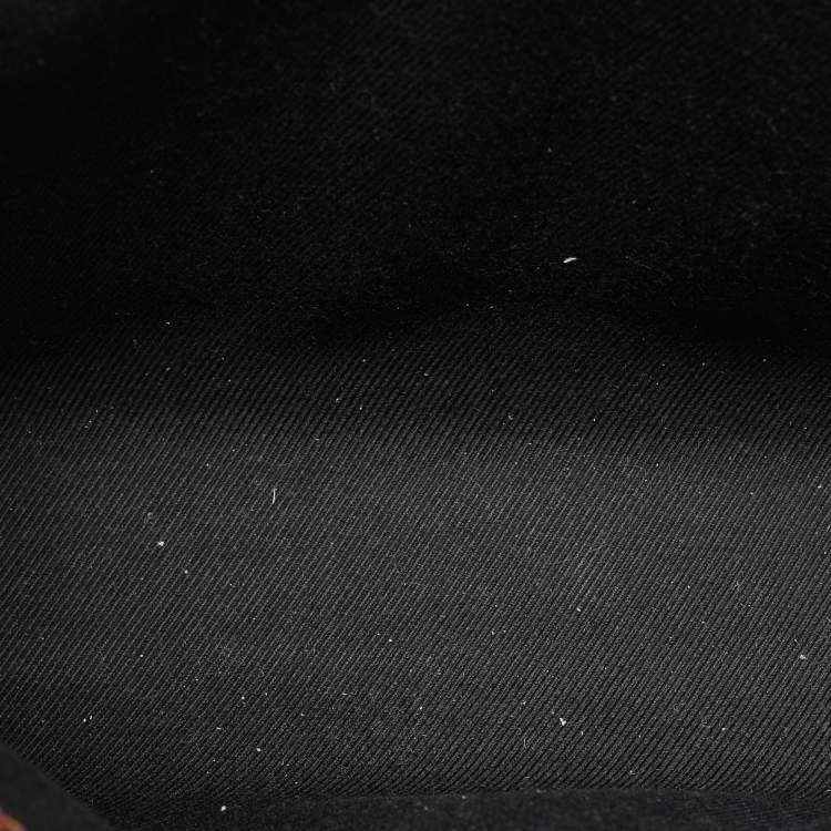 Pre Owned Burberry Pocket Mini Black/Brown Knitted Check Coated Canvas and Leather Bag