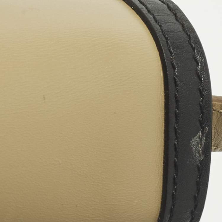 Pre Owned Burberry TB Small Beige/Black Leather Shoulder Bag