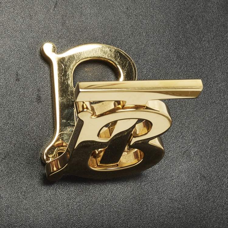 Pre Owned Burberry TB Small Beige/Black Leather Shoulder Bag