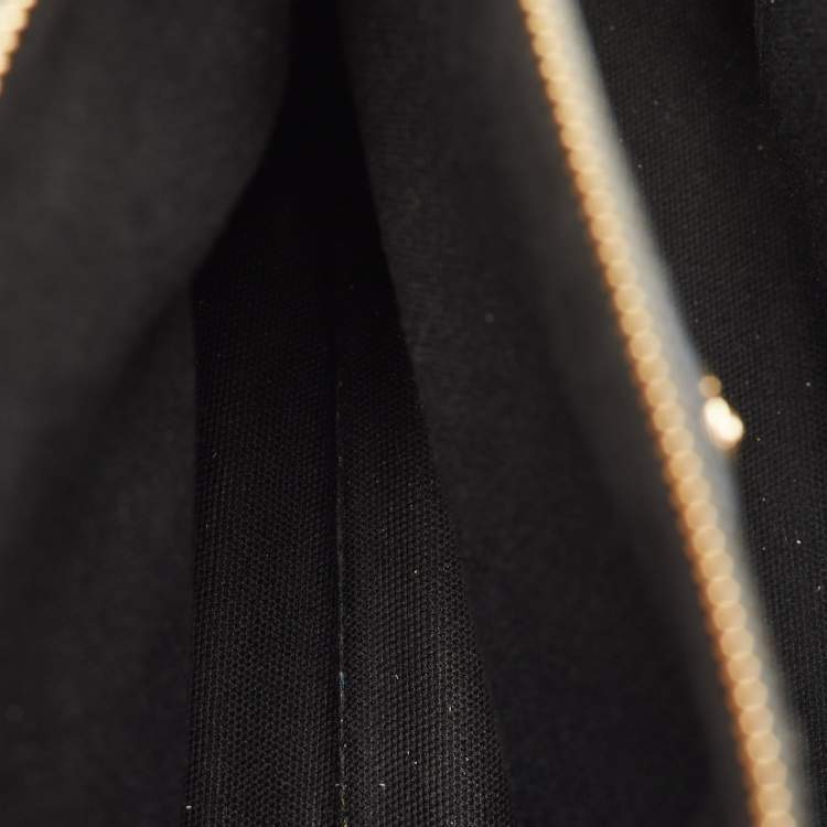 Pre Owned Burberry Banner Medium Blue/Beige Leather and House Check Canvas Tote