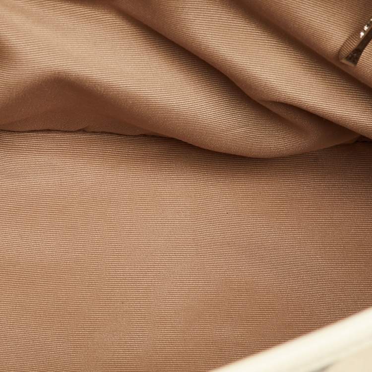 Pre Owned Burberry Eden Beige/White Nova Check PVC and Patent Leather Tote