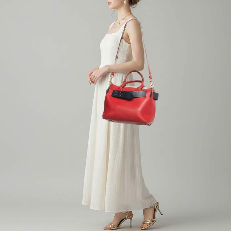 مملوكة مسبقًا Burberry Marais Belt Small Red/Navy Blue Leather Tote