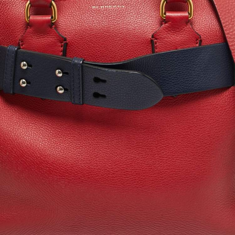 مملوكة مسبقًا Burberry Marais Belt Small Red/Navy Blue Leather Tote