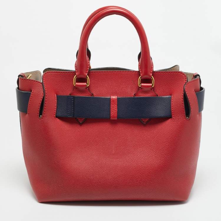 مملوكة مسبقًا Burberry Marais Belt Small Red/Navy Blue Leather Tote