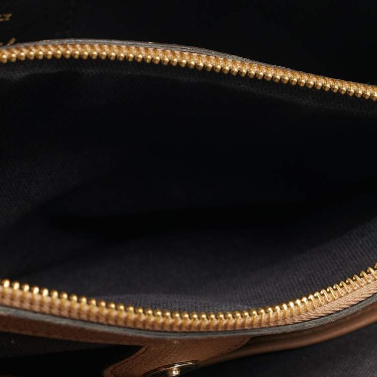 Pre Owned Burberry Banner Medium Beige House Check Canvas and Leather Tote