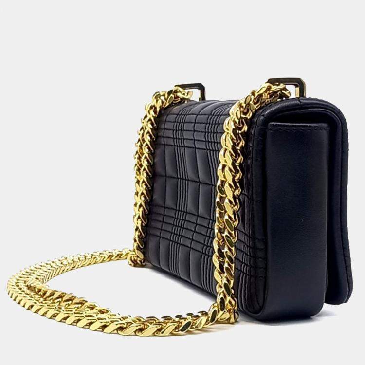 Pre Owned Burberry Black Leather TB Mini Chain Shoulder Bag
